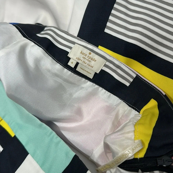 Kate Spade Barry Mini Skirt The Rules Color Block Striped Colorful White Size 4 - Picture 5 of 6